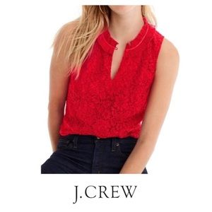 J. CREW RED LACE TANK TOP